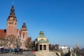 Gdynia, Pomorskie / Poland - February, 27, 2019:WaÃây Chrobrego on the Odra waterfront. HakenTerrasse buildings from the times of