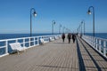 Gdynia, pomorskie / Poland - March, 22, 2019: Pier on the shores of the Baltic Sea in Central Europe. A place of rest in Poland