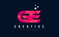 GE G E Letter Logo with Purple Low Poly Pink Triangles Concept