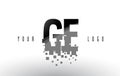 GE G E Pixel Letter Logo with Digital Shattered Black Squares