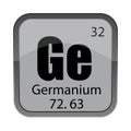 Ge Germanium symbol. Number 32 detail. Weight 72.63 note. Vector science icon. Royalty Free Stock Photo