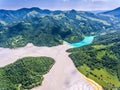 Geamana Lake aerial view. Near Rosia Poieni and Rosia Montana mi Royalty Free Stock Photo