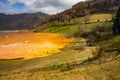 Geamana vilage covered by tailing lake from cooper mine in Roumania Royalty Free Stock Photo