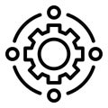 Gear advertising scheme icon, outline style