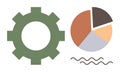 Gear and Pie Chart Representing Data Analysis and Process Optimization Royalty Free Stock Photo