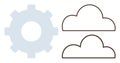 Gear and Cloud Elements Representing Connectivity and Automation in a Minimal Design Royalty Free Stock Photo