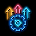 Gear Arrows Label neon glow icon illustration