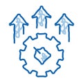 Gear Arrows Label doodle icon hand drawn illustration