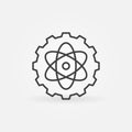 Gear with Atom outline vector Nuclear Power concept icon