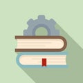 Gear book stack icon, flat style