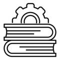 Gear book stack icon, outline style