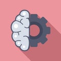 Gear brain ai icon, flat style