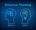 Gear brain and head lamp creative thinking concept
