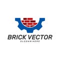 Gear Brick Building logo design vector, Brickwork simple modern logo template, Emblem, Design Concept, Creative Symbol, Icon Royalty Free Stock Photo