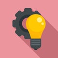 Gear bulb innovation icon, flat style