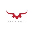 Gear with bull horns technology vector Royalty Free Stock Photo