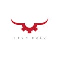 Gear with bull horns technology vector Royalty Free Stock Photo