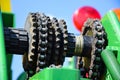 Gear and chain of an agricultural machinery Royalty Free Stock Photo