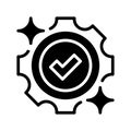 Gear with Checkmark Line Icon, Outline Symbol for Process Validation, System Approval, Workflow Optimization, Technical Royalty Free Stock Photo
