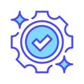 Gear with Checkmark Line Icon, Outline Symbol for Process Validation, System Approval, Workflow Optimization, Technical Royalty Free Stock Photo