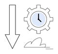 Gear Clock with Arrow and Cloud, Representing Time Management and Efficiency Royalty Free Stock Photo