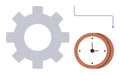 Gear and Clock Representing Time Management and Process Efficiency Royalty Free Stock Photo