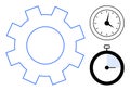 Gear with Clock and Stopwatch Representing Time Management and Efficiency Concepts Royalty Free Stock Photo