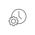 Gear, clock, time icon. Signs and symbols can be used for web, logo, mobile app, UI, UX