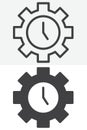 Gear clock time line and solid vector icon set Royalty Free Stock Photo