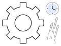 Gear with Clock and Upward Arrows Representing Productivity and Workflow Efficiency Royalty Free Stock Photo