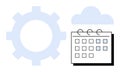 Gear, Cloud, and Calendar Representing Workflow, Scheduling, and Cloud-Based Integration Royalty Free Stock Photo