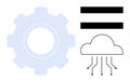 Gear beside cloud with circuitry and equal symbol representing technology and system balance Royalty Free Stock Photo