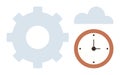 Gear, Cloud, and Clock Symbols Workflow, Technology, and Time Management Concepts Royalty Free Stock Photo