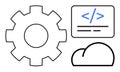 Gear, Cloud, and Code Illustration Technology, Development, Cloud Computing, and Digital Innovation Royalty Free Stock Photo