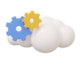 gear cloud 3d render. Minimal 3d render illustration isolated on white background Royalty Free Stock Photo