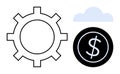 Gear, Cloud, and Dollar Sign Representing Technology, Finance, and Cloud Computing Concepts Royalty Free Stock Photo