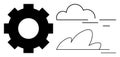 Gear and Cloud Elements Representing Technology, Innovation, and Efficiency in Simple Design Royalty Free Stock Photo