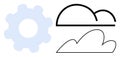 Gear and Cloud Outlines Representing Technology, Innovation, and Connectivity Royalty Free Stock Photo