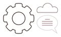 Gear, Cloud, and Speech Bubble Representing Technology, Communication, and Innovation Royalty Free Stock Photo