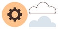 Gear and clouds representing technology, collaboration, and cloud computing concepts Royalty Free Stock Photo
