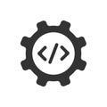 Gear and code icon. Develope software symbol. Sign java technology vector