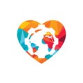 Gear global with heart shape vector logo design. Gear planet icon logo design element. Royalty Free Stock Photo