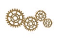 Gear and cogs wheels isolated on a white background, clock mechanism, brass metal engine industrial Royalty Free Stock Photo