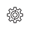 Gear cogwheel with arrows - black vector icon on white background for website, mobile application, presentation, infographic. SEO Royalty Free Stock Photo