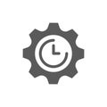 Gear or cogwheel and clock line vector icon