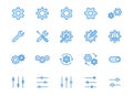 Gear, cogwheel line icons set. App settings button, slider, wrench tool, fix concept minimal vector illustrations Royalty Free Stock Photo