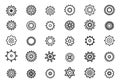 Gear, cogwheel line icons set. Wrench tool, fix concept. Settings transmission gearwheel. Signs for web interface