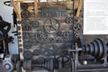 Wooden wall with gears or cogwheel