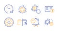 Gear, Cogwheel settings and Facts icons set. 24 hours, Payment methods and Time management signs. Vector