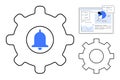 Gear Configuration with Notification Bell and Analytics Dashboard for Business and Technology Solutions Royalty Free Stock Photo